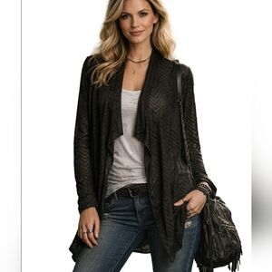 Aeropostale Cardigan Knit Mesh Open Front Whimsigoth Grey Semi-Sheer XXL NWT